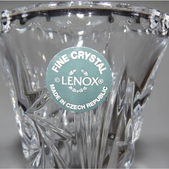 Lenox Cut Lead Crystal Star Pattern Bud Flower Vase 6” Tall Czech Vintage Gift - Picture 5 of 5